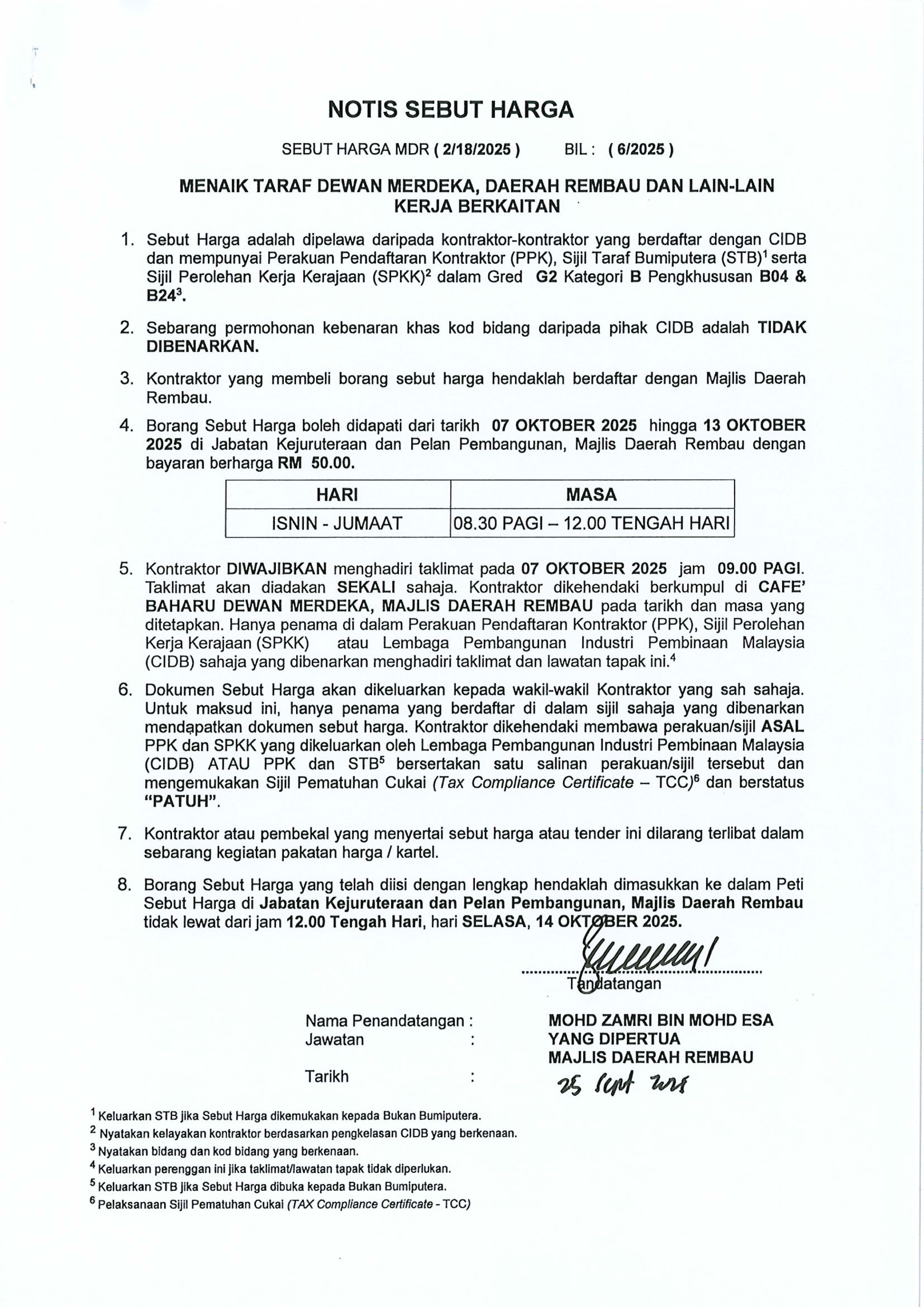 IKLAN SEBUT HARGA
