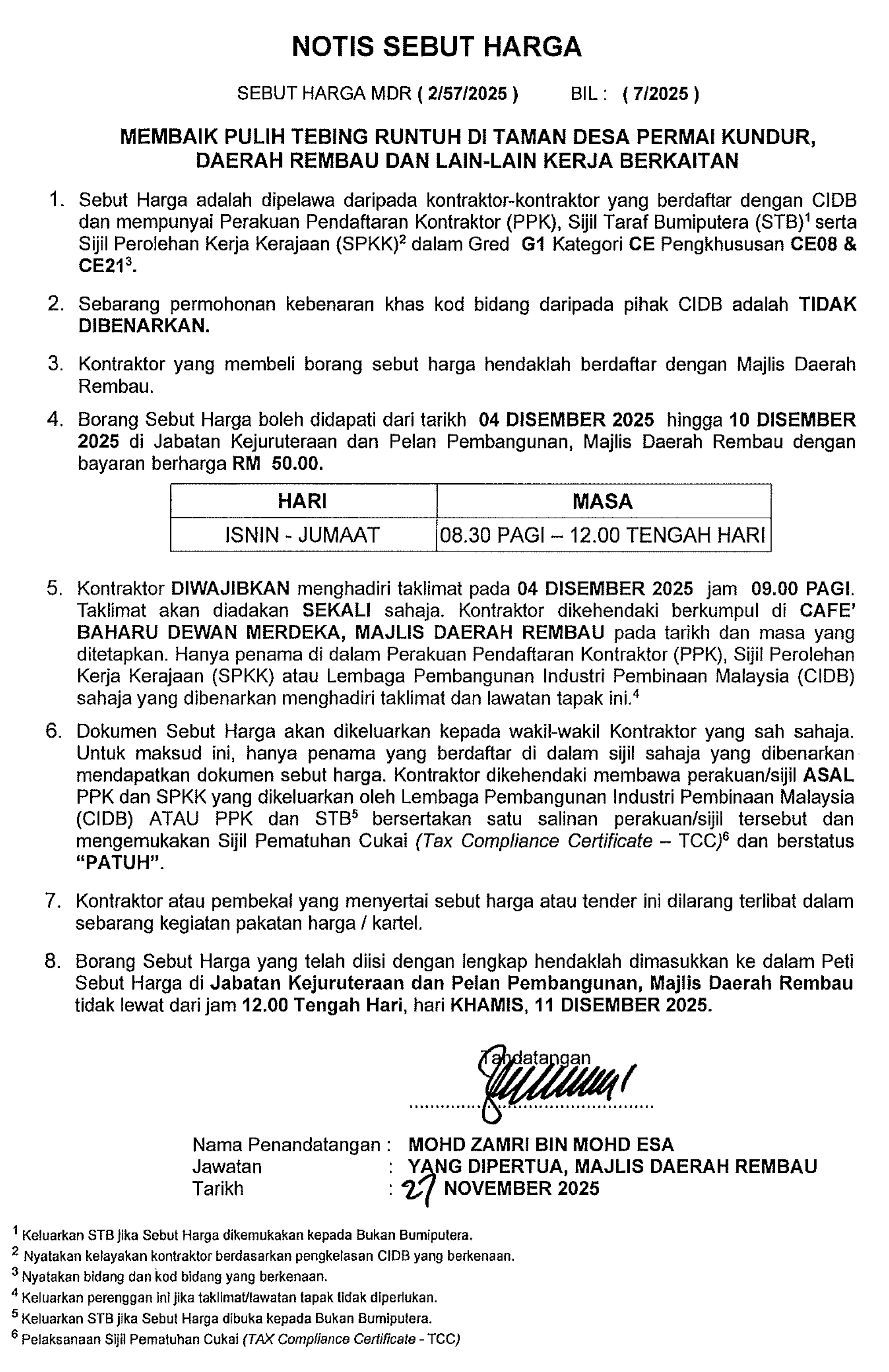 iklan tender Majlis Daerah Rembau iklan tender Majlis Daerah Rembau