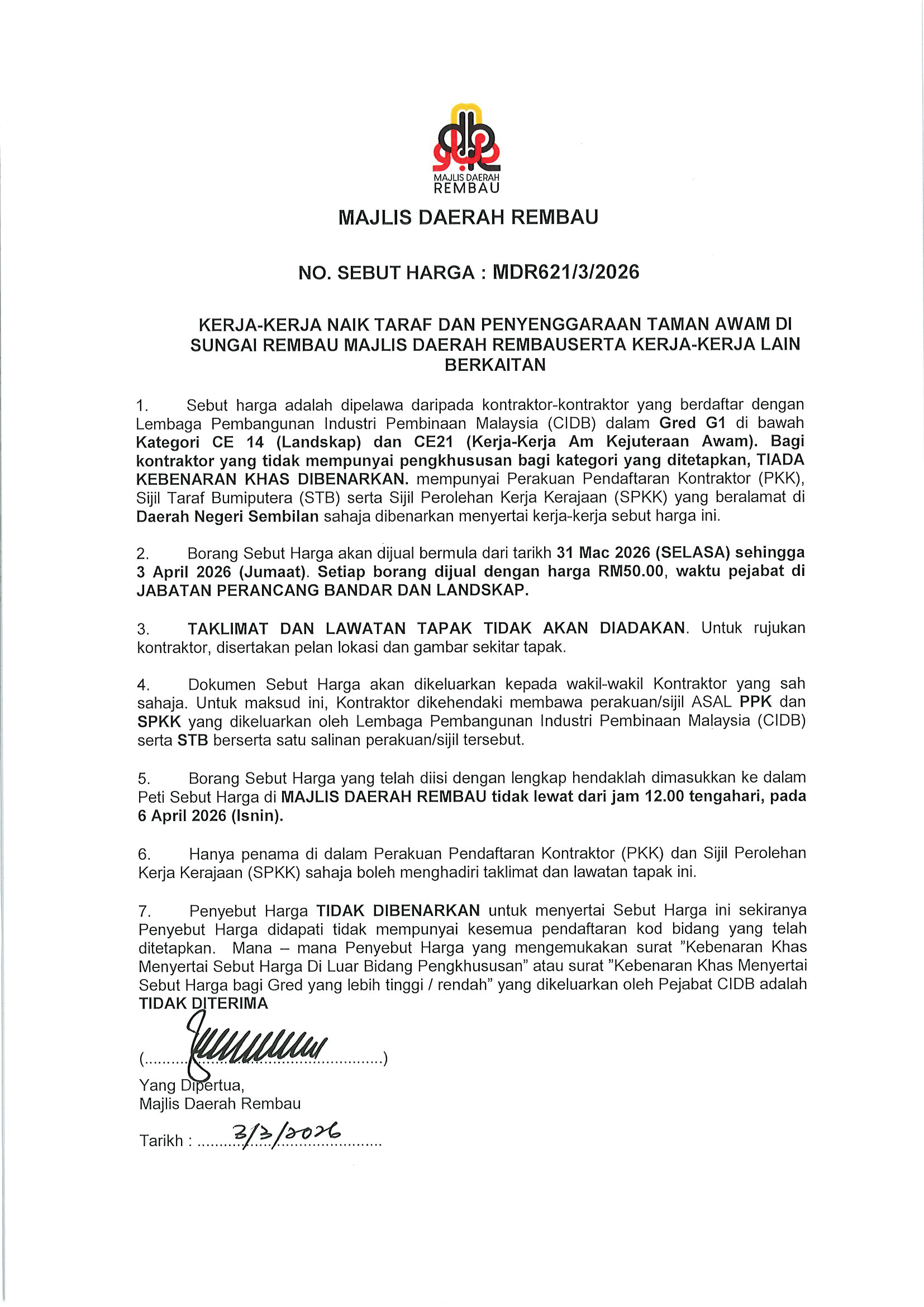 Iklan Sebutharga Landskap 2026