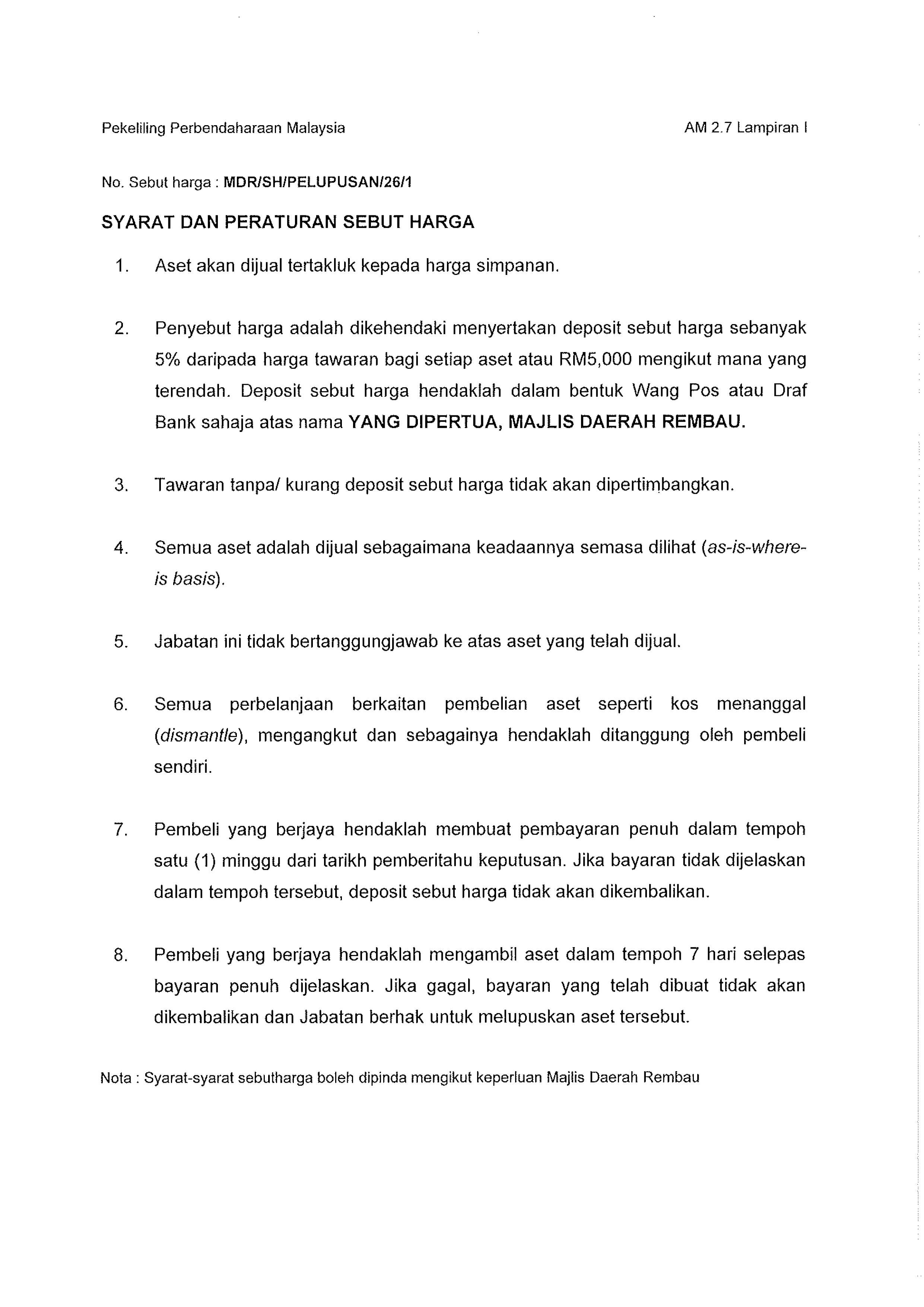PELUPUSAN ASET ALIH KENDERAAN PELUPUSAN ASET ALIH KENDERAAN